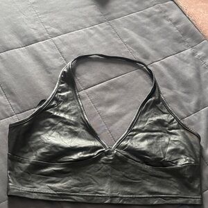 SHEIN Black Faux Leather Tank Top
